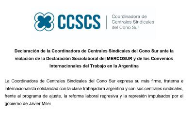 Declaraci&oacute;n de la CCSCS