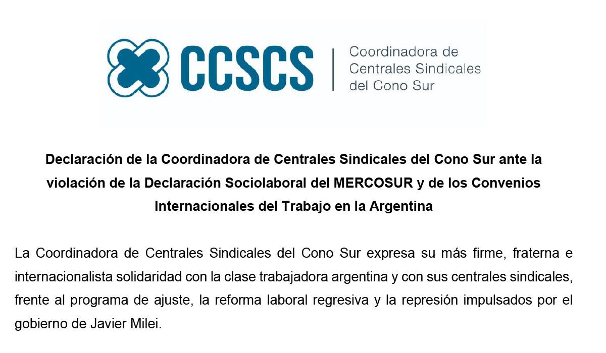 Declaraci&oacute;n de la CCSCS