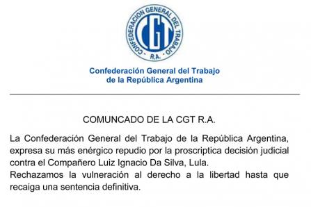 COMUNICADO DE LA CGT R.A.