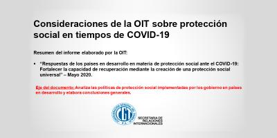Consideraciones de la OIT sobre protección social  en tiempos de Covid 19 elaborado por la OIT