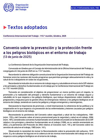Convenio sobre la prevención y la protección frente a los peligros biológicos en el entorno de trabajo